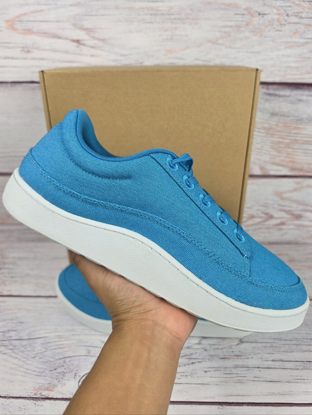 NEW Allbirds Canvas Pacer Sneakers Teal Clarity Blue Mens Size 13 Casual Shoes